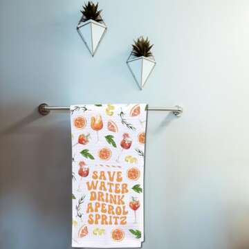 POFULL Italy Lover Gift Aperol Spritz Gift Italian Aperol Spritz Cocktail Gift Save Water Drink Aperol Spritz Kitchen Towel (APEROL Spritz)