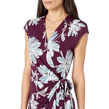 Lark & Ro Women's Cap Sleeve V-Neck Wrap Dress