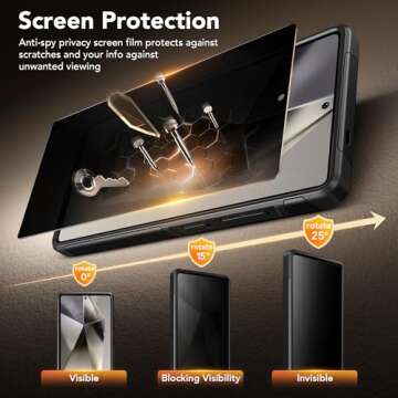 SuydanBox Magnetic for Samsung Galaxy S25 Ultra Case, Compatible with MagSafe, [2 Privacy Screen Protectors] Slim Military Grade Protection Shockproof Phone Case for Samsung S25 Ultra 6.8",Black