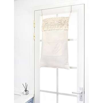 Mkono Macrame Hanging Laundry Hamper Bag Over The Door Organizer Laundry Bag Boho Decor Hanging Clot...
