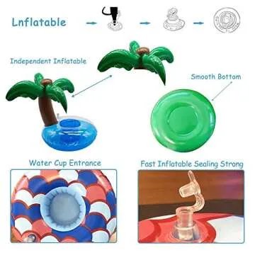Green Vivid Inflatable Drink Holder 12 Pack,Pool Drink Holder Floats for Parties and Kids Water Fun Toys,Drink Floats for Pool
