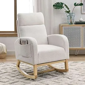 Comfortable Nursery Rocking Chair with Side Pockets