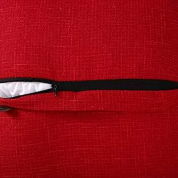 HAUSSY Red Linen Decorative Throw Pillow Covers 18x18 Inch Set of 2,Square Cushion Case with 3 Vintage Buttons,Modern Farmhouse Home Decor for Couch,Bed