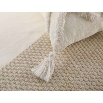 PANOD Decorative Long Lumbar Pillow Cover 14x36 Boho,Super Soft Chenille Extra Long Lumbar Pillow Case Cover with Tassel for Bed Sofa Couch Farmhouse Livingroom,White,Modern Skinny