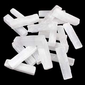 DANCING BEAR Selenite Sticks Wands Bulk (17-20 pcs) 1.5-2 inch L X .25-.5" W Each, Bonus: Free Black...