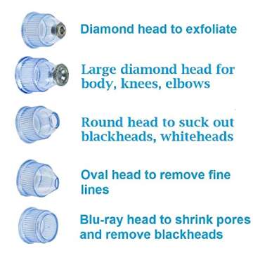 Microdermabrasion Machine - Appolus Premium Diamond Microdermabrasion Anti-Aging SkinTightening Device - 2 Diamond Tips - 5 Heads - Blackhead Blemishes Remover - Pore Line Wrinkle Sagging Minimizer