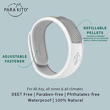 PARA'KITO Mosquito Insect & Bug Protection Wristband - Mosquito Stickers, Bug Spray Alternative Esse...