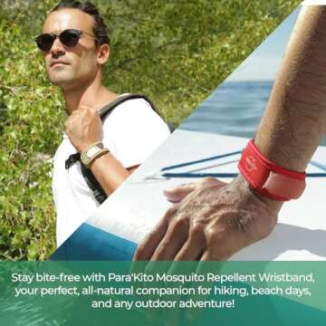 PARA'KITO Mosquito Insect & Bug Protection Wristband - Mosquito Stickers, Bug Spray Alternative Essentials for Beach, Camping, Desert Hiking - Natural Essential Oils (White)