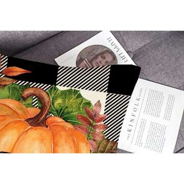 4TH Emotion Fall Pillow Covers 18x18 Set of 4 Thanksgiving Buffalo Check Farmhouse Decorations Orange Pumpkin Outdoor Autumn Farm Truck Pillows Decorative Throw Cushion Case for Home Decor S23F22