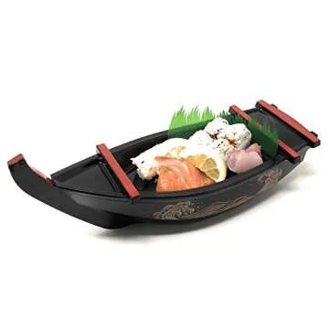 Asian Home Japanese Sashimi Sushi Boat Plate Detachable Serving Tray 14"