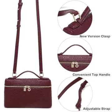 Rejolly Crossbody Bag for Women L19 Pouch Top-Handle Leather Bag Designer Shoulder Handbag Quiet Luxury Trendy Purse Ancora Burgandy