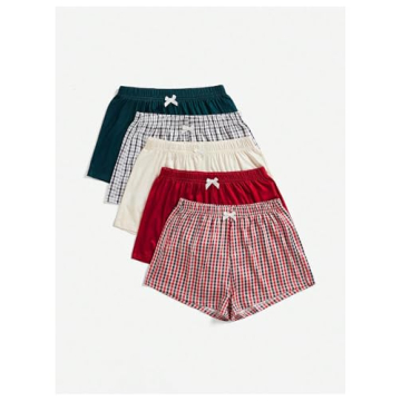 Milumia Women's Plaid Bow Front Pajama Sleep Shorts