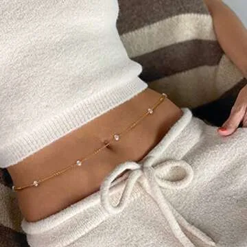 PEARLADA Baroque Pearl Waist Beads 18k Gold Belly Chain Sexy Beach Bikini Body Chain Trendy Boho Waist Jewelry Dainty Beach Accessories