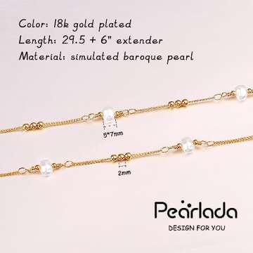 PEARLADA Baroque Pearl Waist Beads 18k Gold Belly Chain Sexy Beach Bikini Body Chain Trendy Boho Waist Jewelry Dainty Beach Accessories