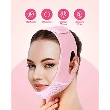 Meto Reusable Face Slimming Strap, V Line Mask, Double Chin Reducer, Chin Up Patch, Face Lift Tape, Chin Strap, V Shaped Belt, V Shaped Slimming Face Mask to Prevent Sagging