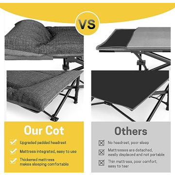 ATORPOK Camping Cot with Cushion and Pillow for Adults