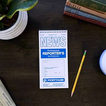 Portage Reporters Notebook – Top Bound Spiral Pocket Notepad, Steno Note Book, Perfect for Reporters & Journalists Taking Notes in the Field, Gregg Ruled – 4 x 8 In, 70 Sheets, 12 Pack