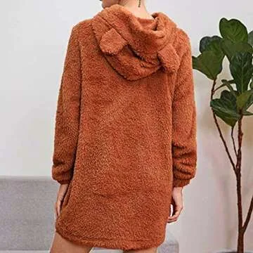 Fuzzy Outfits for Women Cute Costumes Halloween Onesie Pjs Long Sleeve Sherpa Pajamas Cozy Hooded Animal Sleepwear