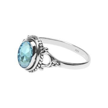 Elegant Blue Topaz Silver Ring Handmade for Women and Girls