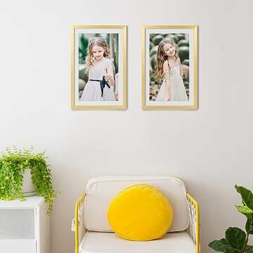 upsimples 11x17 Picture Frame, Display Pictures 9x15 with Mat or 11 x 17 Without, Wall Hanging Poster Frames, Gold, 1 Pack