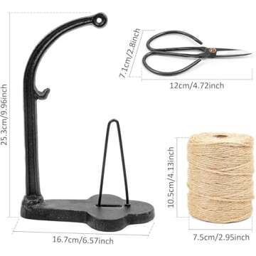 Vintage Style Cast Iron Twine and Shears Set (Black Rack)