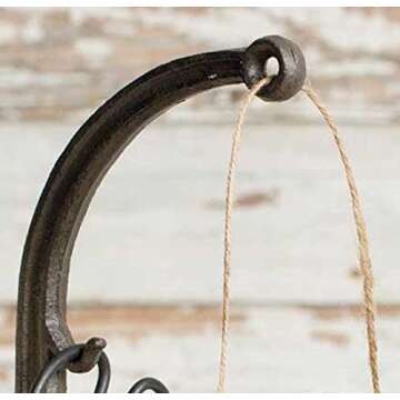 Vintage Style Cast Iron Twine and Shears Set (Black Rack)