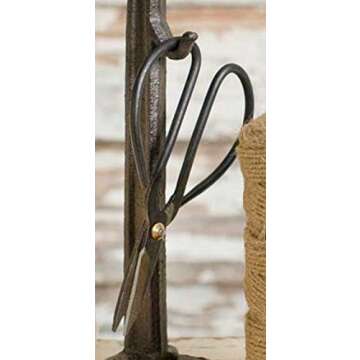 Vintage Style Cast Iron Twine and Shears Set (Black Rack)