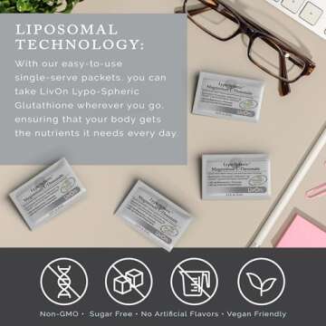 LivOn Laboratories Lypo-Spheric Magnesium L-Threonate - 30 Packets - 77mg Per Packet - Liposome Encapsulated for Maximum Bioavailability - Professionally Formulated - 100% Non-GMO