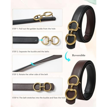 AWAYTR Women's Reversible Belt - Stylish Two-in-One Design