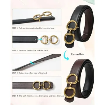 AWAYTR Women's Reversible Belt - Stylish Two-in-One Design