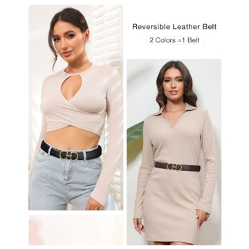 AWAYTR Women's Reversible Belt - Stylish Two-in-One Design