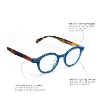 eyebobs TV Party Unisex Premium Readers, Teal Front with Tortoise Temples, 1.25 Magnification