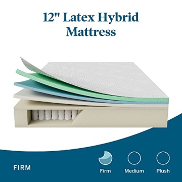 LUCID 12 Inch Latex Hybrid Mattress - Comfort and Support