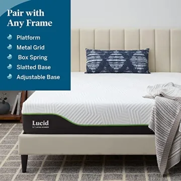 LUCID 12 Inch Latex Hybrid Mattress - Comfort and Support