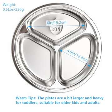 Durable Stainless Steel Divided Plates for Kids and Adults