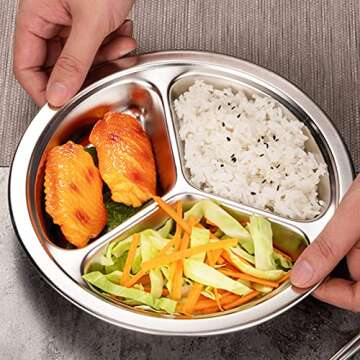 Durable Stainless Steel Divided Plates for Kids and Adults