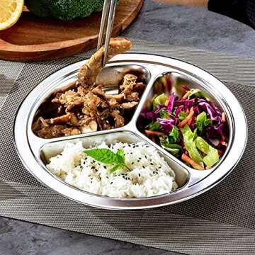 Durable Stainless Steel Divided Plates for Kids and Adults