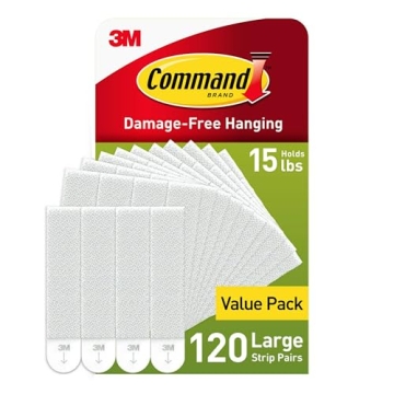 Command 15 lb Large Picture Hanging Strips 120 Pairs for Damage-Free Home Decor