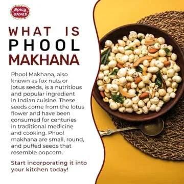 Spicy World Phool Makhana (Fox Nut/Popped Lotus Root Seed/Popped Water Lily Seeds) 200g (7oz) ~ Plain Raw Uncooked | ~ All Natural | Vegan | No Colors | Indian