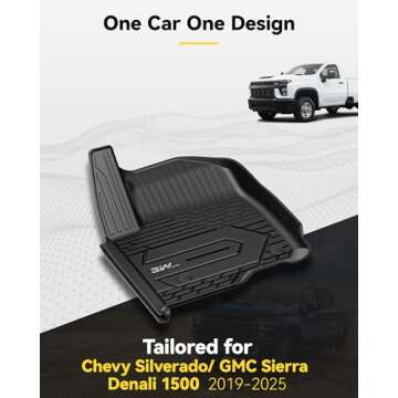 3W Floor Mats Fit for 2019-2024 2025 Chevy Silverado/GMC Sierra Denali 1500 & 2020-2024 2025 GMC Sie...