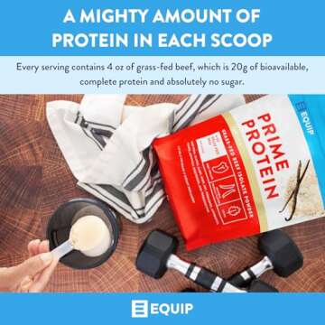 Equip Foods Chocolate Prime Protein Powder - Vanilla & Chocolate - Grass-Fed Isolate Beef Protein Powder - Paleo and Gluten Free Protein Powder - Helps Build and Repair Tissue, Gluten Free