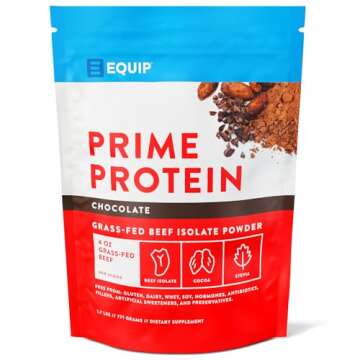 Equip Foods Chocolate Prime Protein Powder - Vanilla & Chocolate - Grass-Fed Isolate Beef Protein Powder - Paleo and Gluten Free Protein Powder - Helps Build and Repair Tissue, Gluten Free