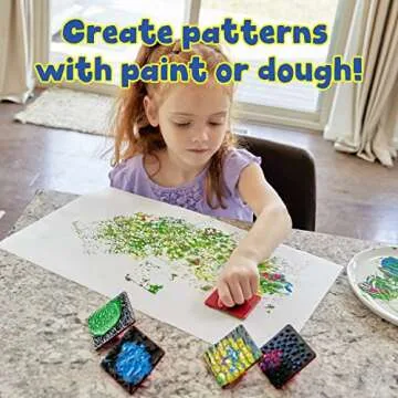READY 2 LEARN Paint Effect Stamps - Set of 6 - Art Tools for Kids - Dots, Squiggly Lines, Stars, Waves, Bubbles, Polka Dots - Patterns for Backgrounds, Borders and DIY Projects