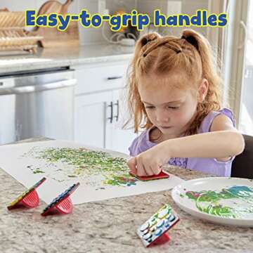 READY 2 LEARN Paint Effect Stamps - Set of 6 - Art Tools for Kids - Dots, Squiggly Lines, Stars, Waves, Bubbles, Polka Dots - Patterns for Backgrounds, Borders and DIY Projects