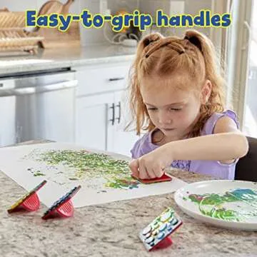 READY 2 LEARN Paint Effect Stamps - Set of 6 - Art Tools for Kids - Dots, Squiggly Lines, Stars, Waves, Bubbles, Polka Dots - Patterns for Backgrounds, Borders and DIY Projects