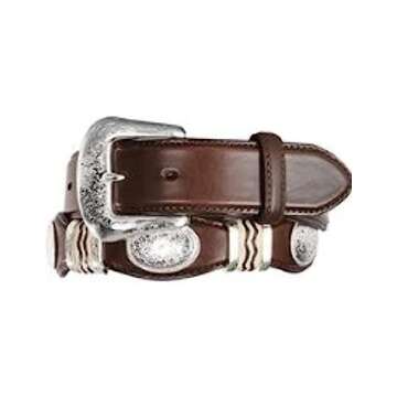 Tony Lama Men's Cutting Champ Western Belt with Silver Concho Accents, Bark Brown - 42