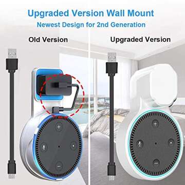 Dot Outlet Wall Mount Holder for Echo 2nd Generation, YIHUNION Hanger Bracket Stand Case for Home Vo...