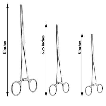 DEXSUR Ultimate Hemostat Set, 6 Piece Ideal for Hobby Tools, Electronics, Fishing and Taxidermy - 8", 6.25" and 5", Stainless Steel, Curved & Straight