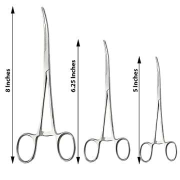 DEXSUR Ultimate Hemostat Set, 6 Piece Ideal for Hobby Tools, Electronics, Fishing and Taxidermy - 8", 6.25" and 5", Stainless Steel, Curved & Straight