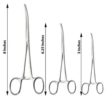 DEXSUR Ultimate Hemostat Set, 6 Piece Ideal for Hobby Tools, Electronics, Fishing and Taxidermy - 8", 6.25" and 5", Stainless Steel, Curved & Straight